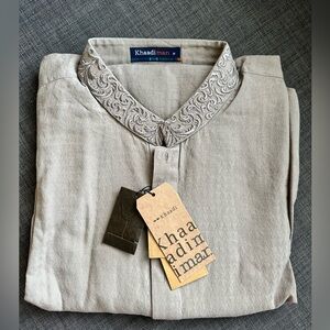Khaadi Kurta Men M Gray Long Sleeve